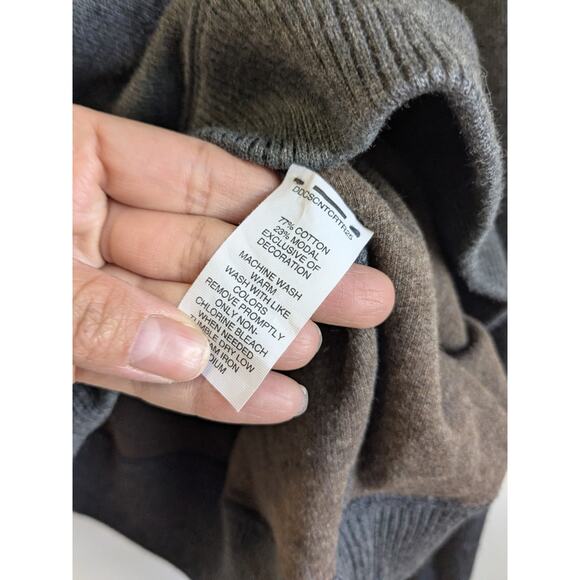 Cremieux Men's Sweater Quarter Zip Gray Brown Elbow Patches High Collar Size L - Picture 9 of 10